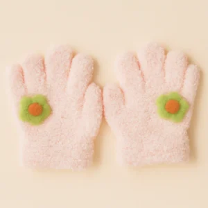 Kids Fleece Gloves Flower Baby Pink - Sunshine